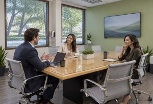 The main meeting room at Executive Base Network in San Ramon, California